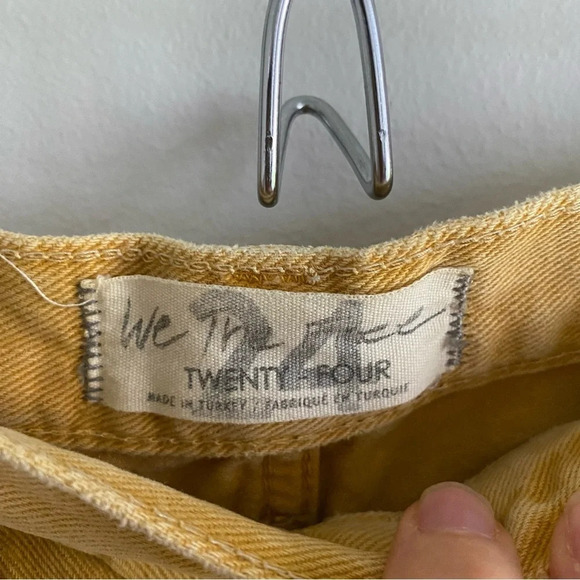 WE The Free Free People Maggie Destroyed yellow 100% Cotton Jean Shorts Size 24 - Picture 5 of 12